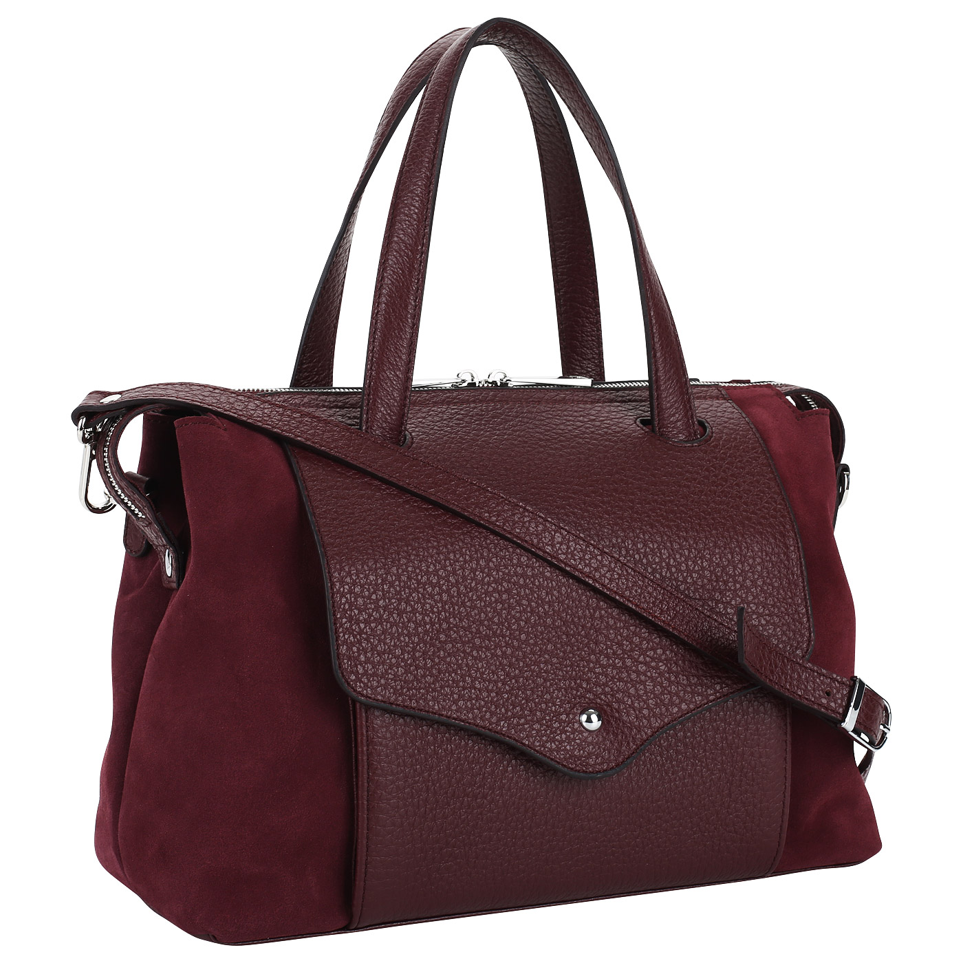 Бордовая комбинированная сумка Chatte 