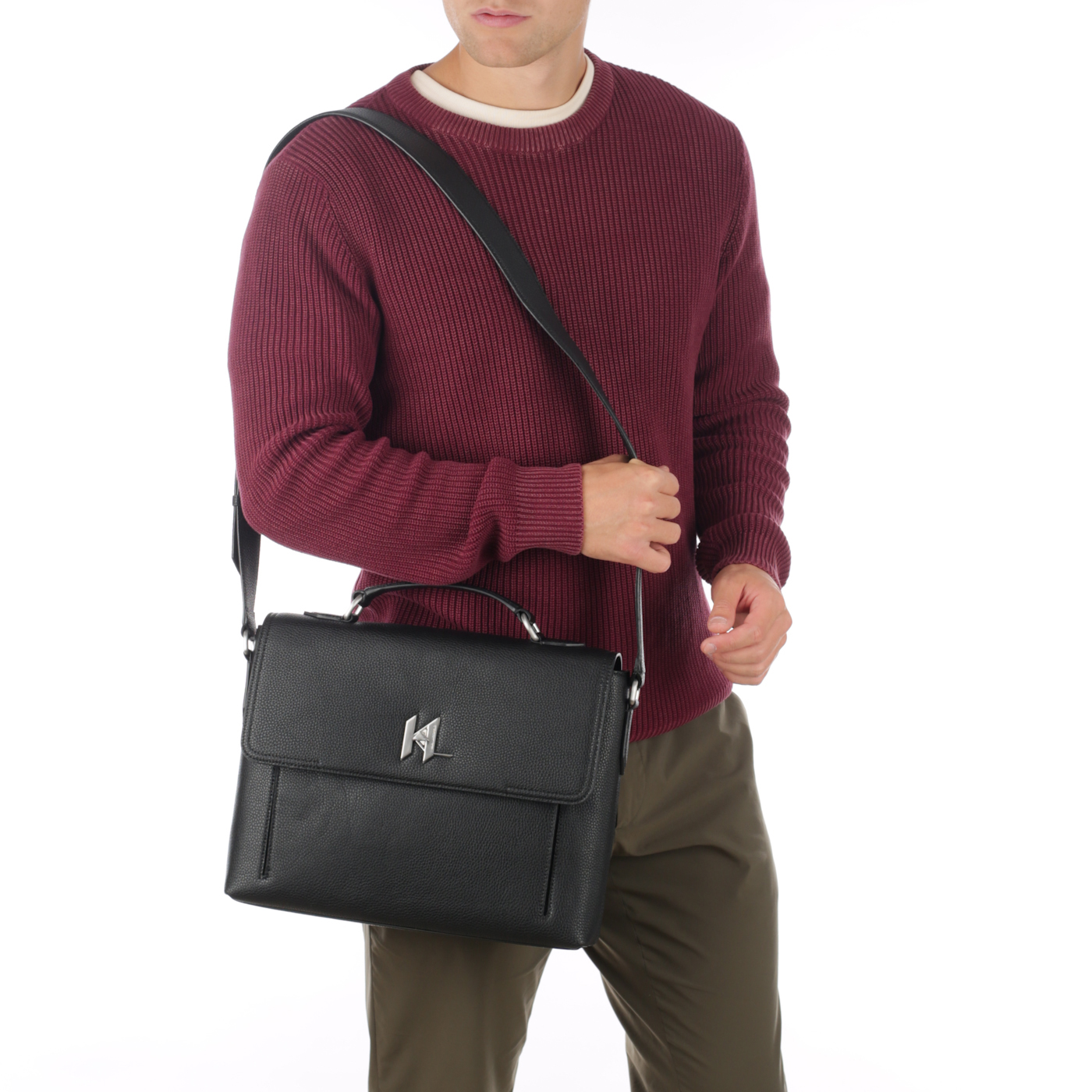 Кожаный портфель через плечо Karl Lagerfeld Turnlock