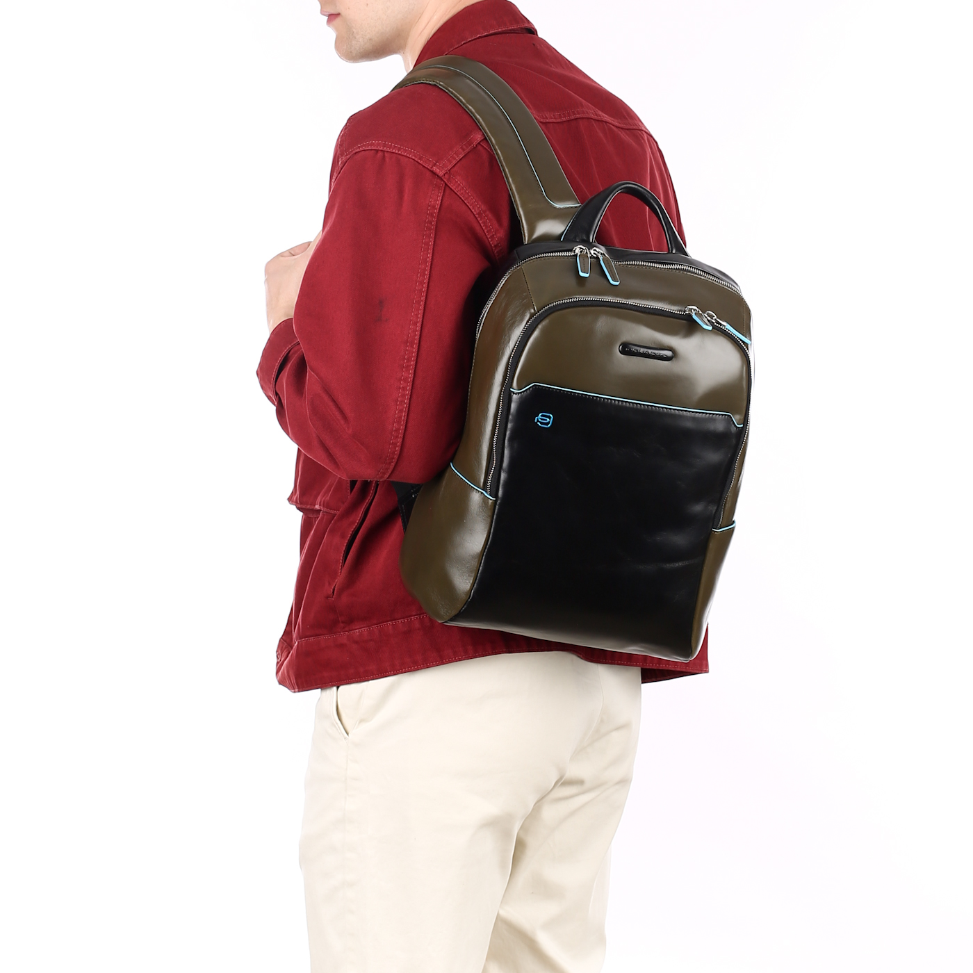 Кожаный рюкзак Piquadro Blue square